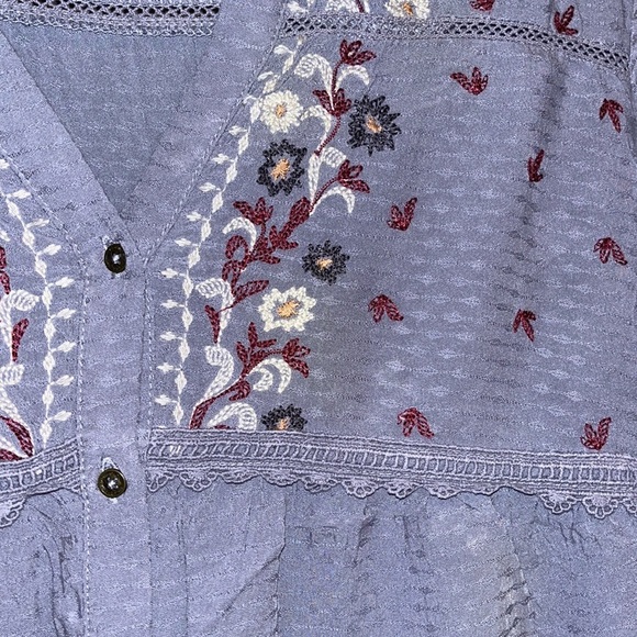 Knox Rose boho style size Small long sleeve lavender blouse w/embroidery - Picture 4 of 9
